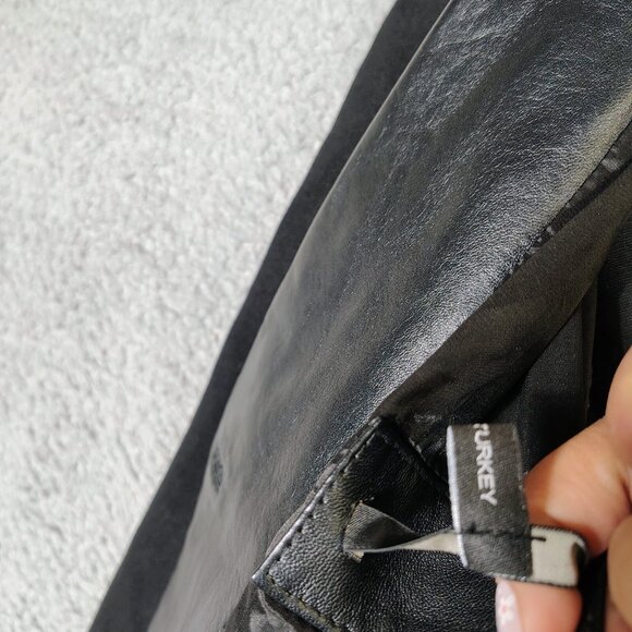 Hugo Boss Jacket Women 6 Black 100% Lamb Leather Front One-Button Preppy Biker - Picture 5 of 16